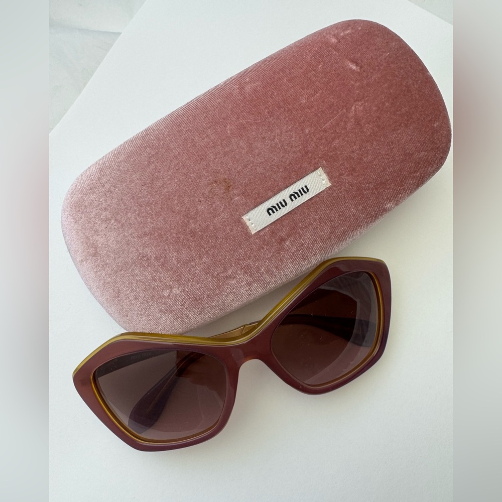 Miu Miu Rose Pink Cat-Eye Sunglasses with Gold Trim